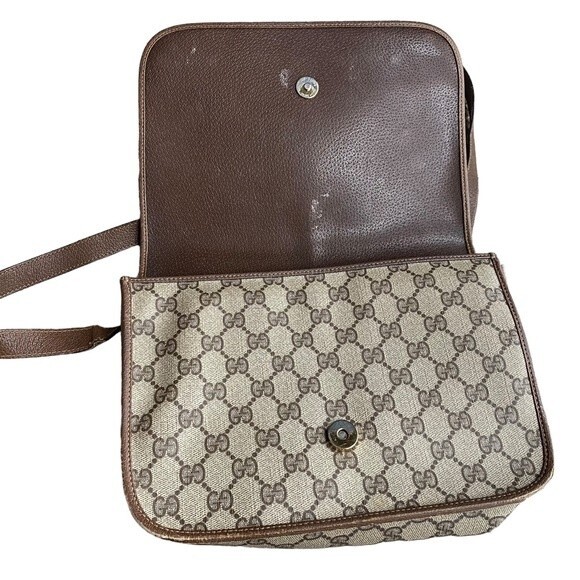 Vintage Gucci Shoulder Bag Flap Closure Classic‎ Brown Monogram - Picture 5 of 11